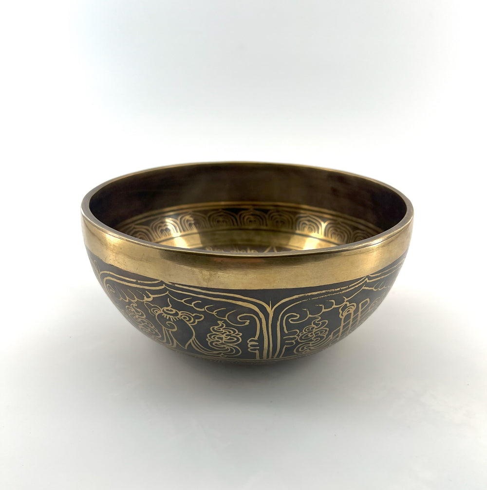 Tibetan Singing Bowl - 8 Auspicious Symbols - Throat Chakra 1