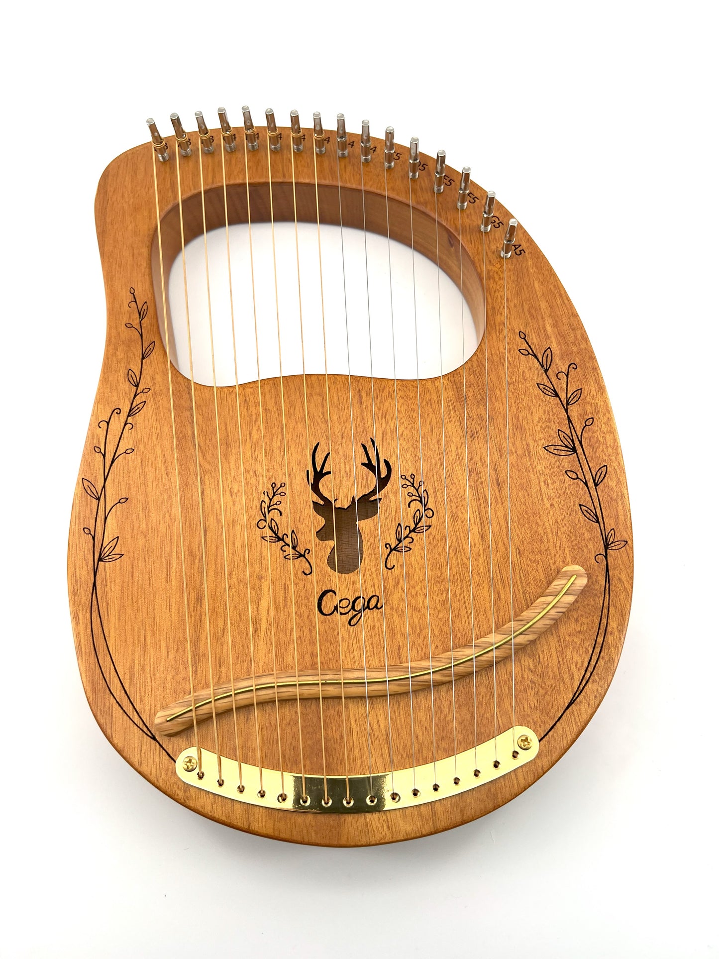 Lyre Harp 16 String CEGA Reindeer Mahogany w/Bag - Classic Natural