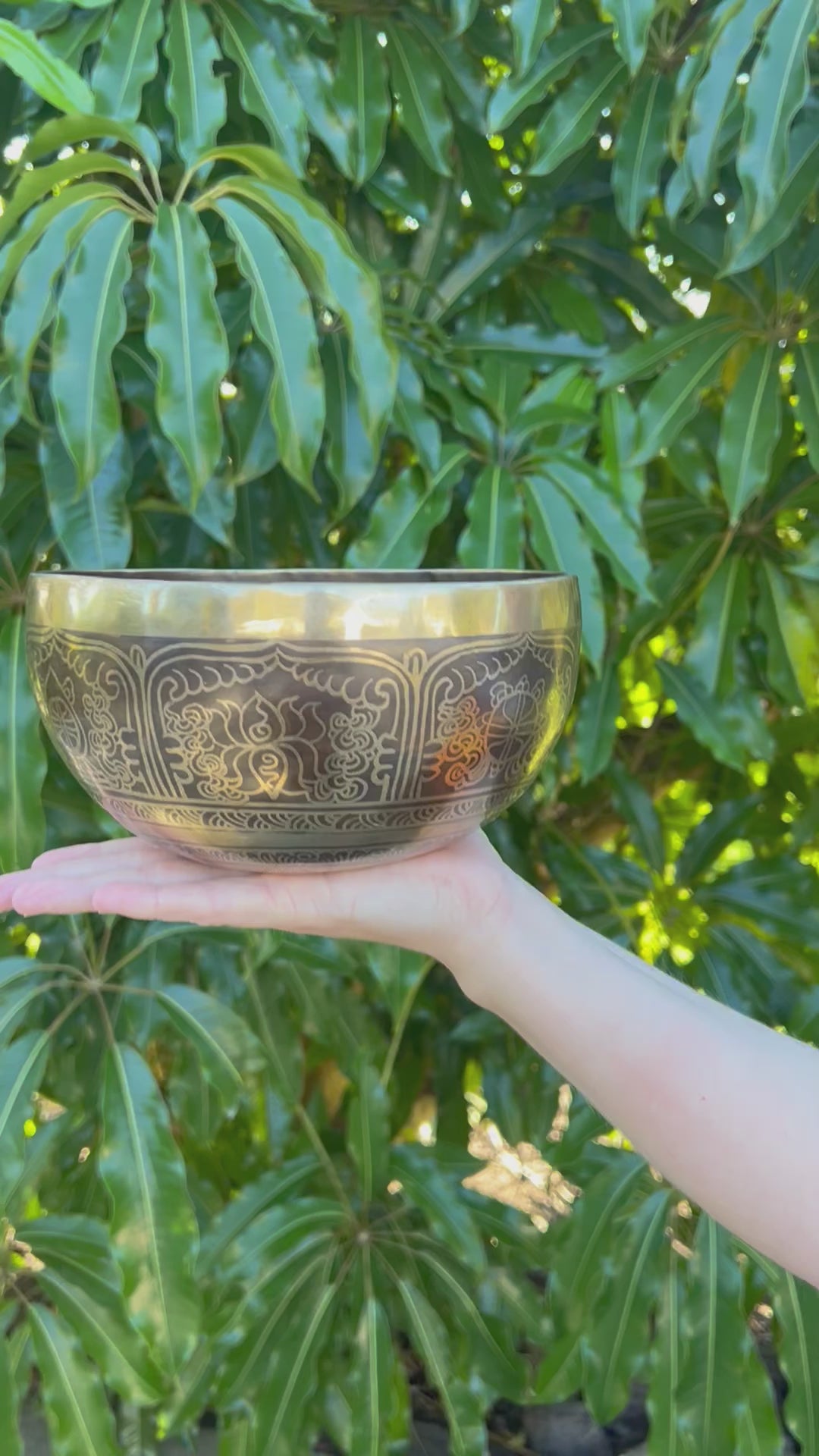 Tibetan Singing Bowl - 8 Auspicious Symbols - Throat Chakra 2